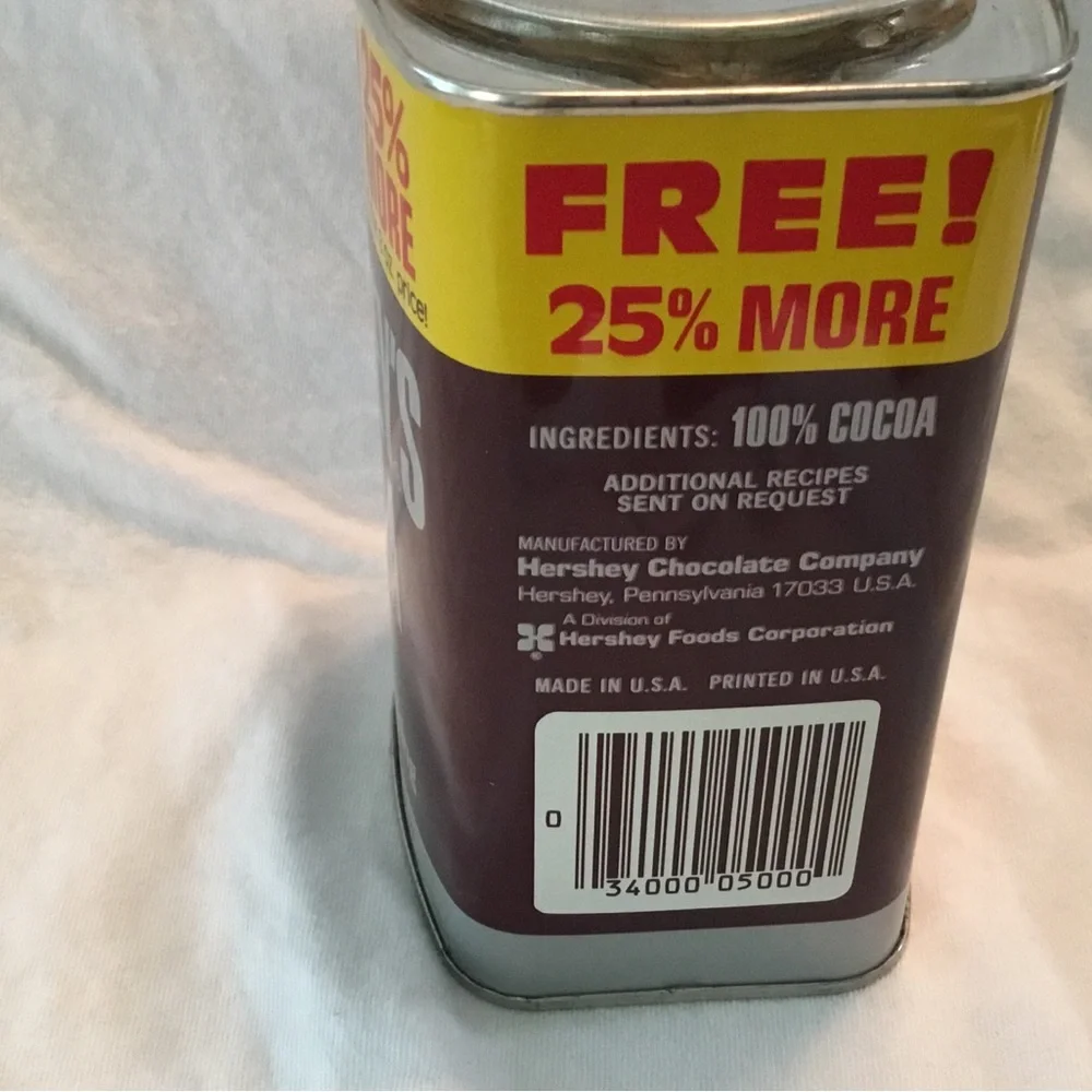 Hershey’s Cocoa Powder Vintage Tin, 10oz can Nice!